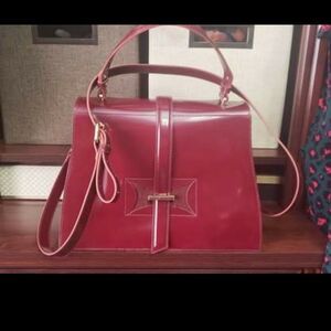 Red Leather Handbag made in Italy